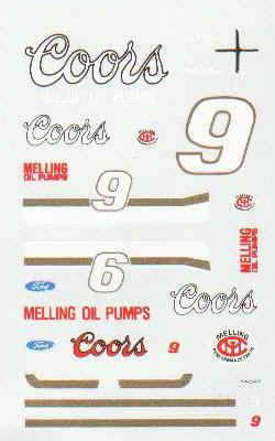 NASCAR Coors #9 Decals