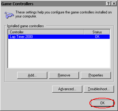 MS Windows Game Controllers Control Panel Applet